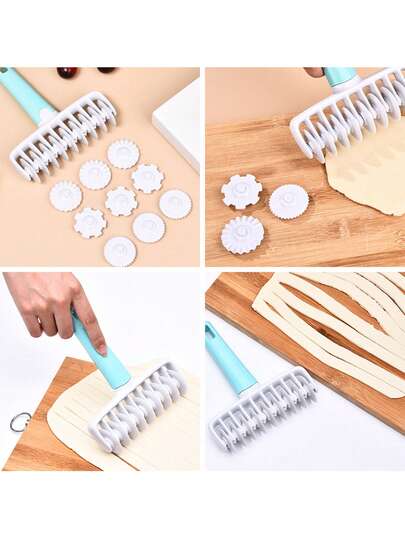 全新家用面团滚轮雕刻套装：烘焙工具，配有 4 种不同的齿轮形雕刻装饰工具，适用于面包、甜点和蛋糕。