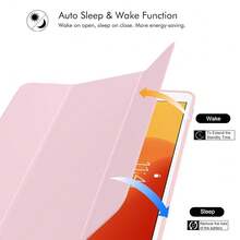 Case For IPad 9th Generation 2021/8th Gen 2020/7th Gen 2019 With Pencil Holder - Premium Shockproof Case With Soft TPU Back Cover & Auto Sleep/Wake For IPad 10.2 Inch, Pink,Z-Pink - Z-pink - View 8