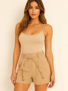 Short bermuda social alfaiataria com cordão Elegante Moda