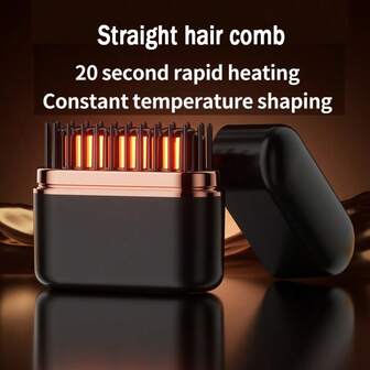 1pc Rechargable 2000mAh Mini Hair Straightening Comb Wireless Charging Portable Multifunctional Hair Care Not Hurt Hair Styling Comb Hair Straightener Mini Smoothing Brush For Styling For Home Travel Gift Heated