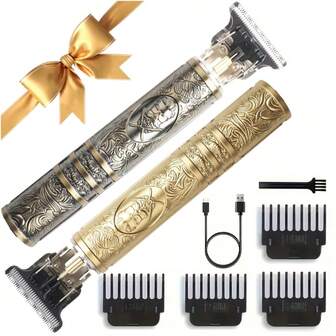 1pc Rechargeable Portable Men's Hair Clipper, Integrated Gold Dragon Design, Suitable For Home And Professional Barber Shop Use