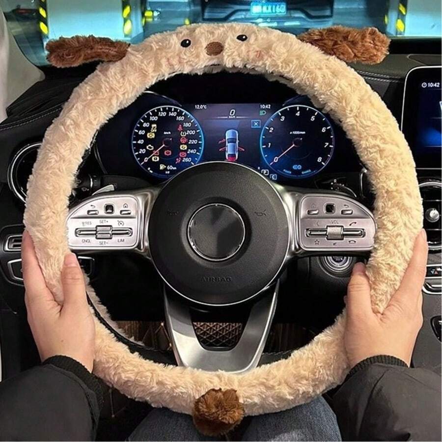 Autumn/Winter Christmas Plush Car Steering Wheel Cover Cute, Warm, And Non-Slip Wheel Cover New Winter Universal Car Accessory Top Christmas Gift Choice Perfect For Home Christmas Decor Settings Essential Home Christmas Decor Item - 彩色 - 查看 1