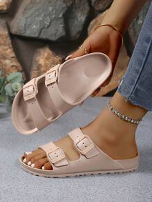 Dép xăng đan EVA quai đôi màu kaki cho nữ có khóa, chống trượt bền, mềm mại thoải mái, giảm xóc khi đi biển ngoài trời - màu nâu - Xem 7