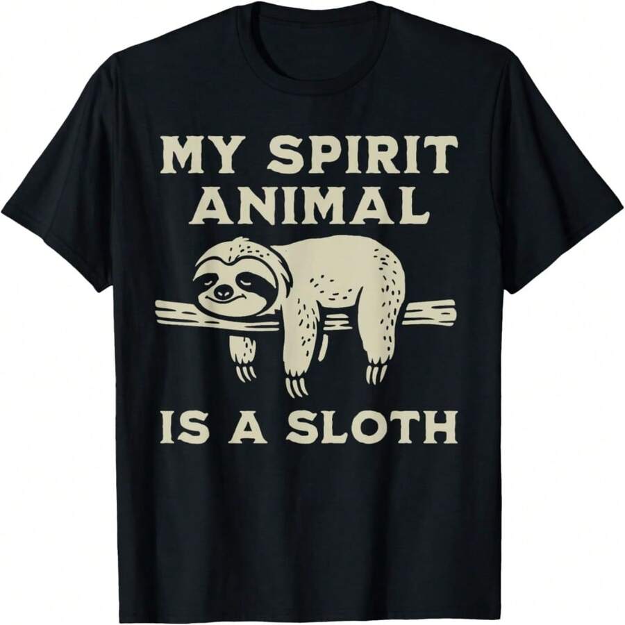 My Spirit Animal Is A Sloth Funny Sloth Lover Lazy Guy T-Shirt - 黑色 1 - 查看 1