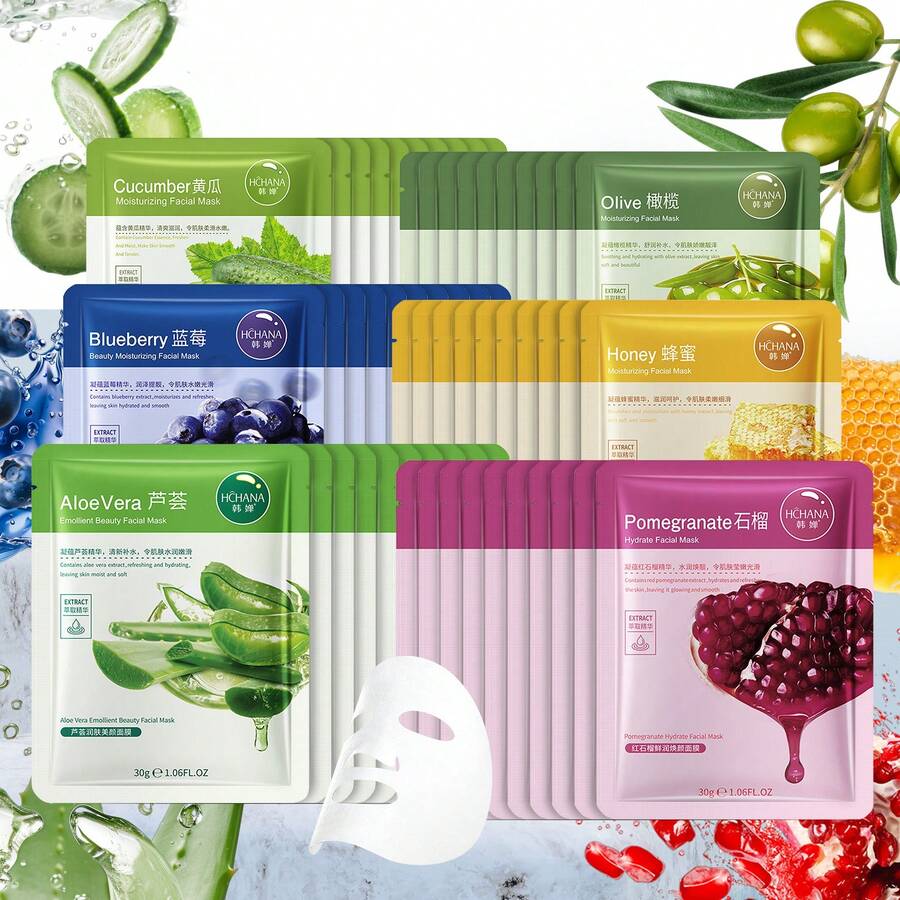 1/5/10/20/30片装芦荟面膜，蕴含芦荟提取物和透明质酸钠，具有保湿、滋养和紧致功效。温和不刺激，可提亮肤色、美白、改善干燥粗糙肌肤、淡化细纹、修复日晒损伤，并舒缓提拉肌肤。适合所有肤质，是日常护理的理想之选。 - 彩色 - 查看 1