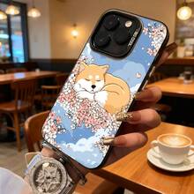 Funda de Teléfono Diseño de Perro Shiba Inu Durmiendo con Flor de Cerezo Azul Transparente para iPhone 14 13 12 11 Pro Max y  Galaxy S23 S22 S21 S20 Adecuada para Todas las Estaciones Elección de Regalo Perfecta - Negro - Ver 7