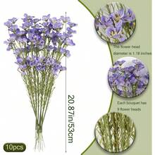 10 Pcs Artificial Wildflowers With Stems Bulk Silk Spring Flowers 21 Inch Forsythia Branches Purple Faux Wildflowers Floral Arrangements Home Decor Indoor Outdoor Wedding Centerpieces - 紫色 - 查看 2