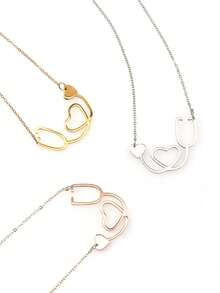 1 pieza Collar con colgante de corazón de acero inoxidable, de moda y versátil, no se desvanece, estilo europeo y americano