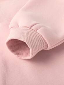 Bộ 2 món gồm áo nỉ dài tay cổ tròn in hình trái tim và quần nỉ cho bé gái, thời trang thu đông. - Hồng - Xem 4