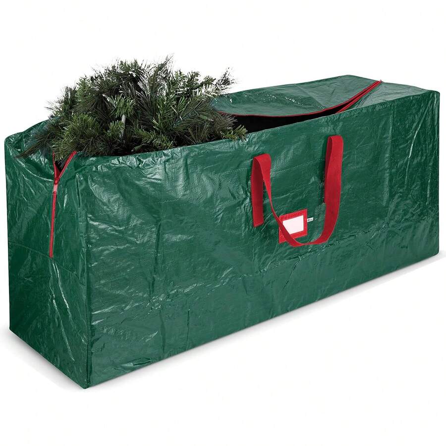 1 Stück Weihnachtsbaum Aufbewahrungstasche - Grüner Oxford Stoff Organizer, geeignet für künstlichen zersetzbaren Baum, mit stabilen Griffen und leichtgängigem Doppelreißverschluss - Feiertags-Weihnachtsbaum Schlafzimmer Aufbewahrungstasche, hergestellt aus reißfestem Oxford Stoff - Grün - Übersicht 1
