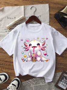 3pcs/Set Tween Girls' Printed Short Sleeve T-Shirts, Suitable For Tween GirlsSummer Tops - Multicolor - View 7