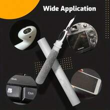1pc This 3-In-1 Multi-Functional Headphone Cleaning Kit Is Made Of Durable ABS Material And Includes A Soft Brush. The Portable 3-In-1 Cleaning Brush Is Ideal For Cleaning Wireless Headphones, Earphones, Charging Case Accessories, Computers, Keyboards, And More. - 白色 - 查看 7