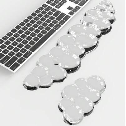 1 Set Of Crystal Transparent Cloud Wrist Pads, Used For Mouse Pads, Keyboard Palm Pads, Wrist Support Pads - Cool And Comfortable