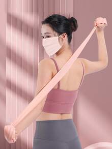 （粉色，28磅，1800*150*0.5毫米）硅胶瑜伽健身弹力带，乳胶弹力带，张力带，臀部弹力带，深蹲张力带，健身运动工具。