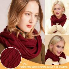 Set de Gorro Bufanda de Punto Invierno con Guantes de Pantalla Táctil Orejeras de Cálida Calcetines de Forro Polar 5 en 1 Conjunto - Blanco - Ver 4