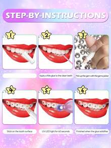 Kit de 200 joias para dentes com cola e ferramentas, cristais faça você mesmo para dentes, kit de joias com joias para dentes em vários formatos e fácil aplicação, moda Y2K, strass brilhantes para sorriso, uso iniciante e profissional (sem luz ultravioleta)