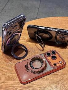 Luxury Electroplated Starry Sky Orange Phone Case With Foldable Stand, Soft Protective Cover With 4 Air Cushions [Anti-Fall & Shock-Proof], High-Quality Durable, Sparkling Rhinestone Design, Compatible With IPhone 17/16/16e/15/14/13/12/11/X/XS/XR/SE 2020/2022 - Pro Max Plus Mini Air - Orange - View 7