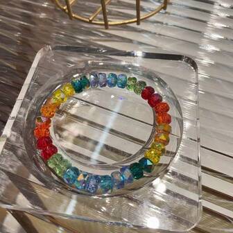 1 pieza Pulsera de cristal sintético de lujo con colores arcoíris, un gran regalo para amigos, novias, cumpleaños, Navidad, Año Nuevo