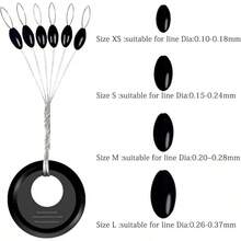 YOTO Topes de goma, tapón de cuentas de pesca de cilindro negro y tope de flotador de pesca 6 en 1 para aparejos de pesca de agua salada o agua dulce - Forma ovalada-L - Ver 5
