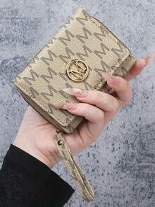 Billetera de mujer 2025 nueva, corta y con estilo, con estampado europeo y americano, múltiples ranuras para tarjetas y monedero con clip para dinero - Multicolor - Ver 4