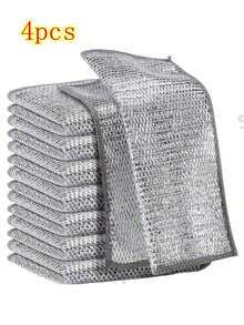12/10/4pcs Magic Cleaning Cloth Thickened Double -Sided Metal Steel Wire Rags Kitchen Dish Pot Washdishing Cloths Towel Clean Tools