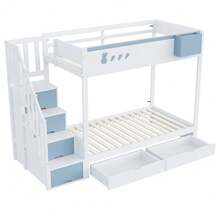 Kids Bed Frames, Headboards & Footboards - White+Blue + Wood + 90cm*200cm - View 10