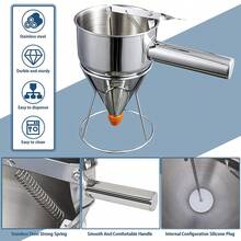 LAISONWARE 1pc Stainless Steel Multi-Hole Batter Dispenser With Stand - Ideal For Making Pancakes, Cupcakes And Baked Goods - Kitchen Gadget - Silver - View 10