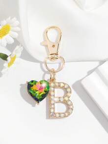 1pc Fashionable European & American Luxury Cute Crystal Rhinestone Studded Oversized English Letter Shape Keychain Bag Charm, Suitable For Women Car Keys, Bags Decoration - Gold - View 27