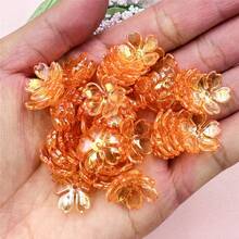 100PCS 14.7mm Acrylic Galsang Flower Loose Beads DIY Bracelets Necklace Earrings Handmade Material For Jewelry Making - trái cam - Xem 6