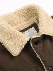 Autumn And Winter Men's Jacket Men's Denim Fleece Jacket Winter Casual Thickened Denim Jacket For Men - 咖啡棕 - 查看 5