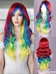 26英寸绿色水波纹刘海假发，适合派对或角色扮演