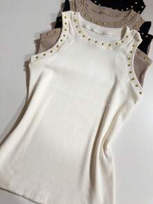 Set Of 3 Basic Tank Tops With Pearls - - 彩色 - 查看 2
