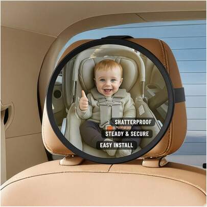 Espejo de coche para bebé, espejo de asiento de coche inastillable para la parte trasera del bebé, ajustable en 360 °   con amplia vista cristalina, fácil instalación, diseño de , equipo de