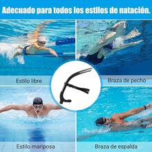 Snorkel Frontal Natación para Nadadores,Adulto/Niño Snorkel Natacion, Elástico de Cabeza Fácilmente Ajustable,Snorkel para Nadar, Bucear y Hacer Snorkel - Negro - Ver 7