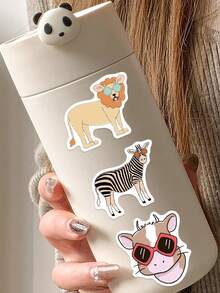 50 piezas Pegatinas de animales divertidos, pegatinas de vinilo impermeables con memes de animales lindos como recuerdos de fiesta - Multicolor - Ver 8