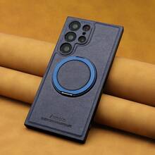 1个Aunote高品质荔枝纹PU皮革360°旋转指环支架磁吸保护手机壳，舒适耐用，旋转指环顺滑，适用于流媒体、办公、摄影等场景，支持无线充电和车载支架，适用于三星Galaxy S23 Ultra/S24 Ultra/S25 Ultra，男女通用高级礼品 - 薄荷綠 - 查看 2