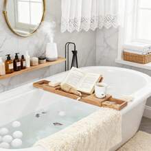 Bamboo Expandable Bath Tub Tray Caddy - default - View 5
