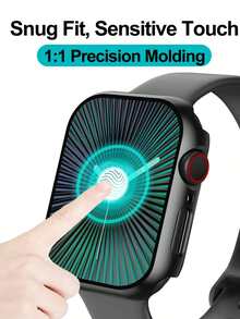 2 件装 PC + 钢化玻璃一体式表壳，防震防刮，时尚保护套，兼容 Series 38/40/41/42/44/45/46/49 毫米，兼容 Ultra/SE/11/10/9/8/7/6/5/4/3/2/1，易于佩戴，男女通用全方位保护表壳 - 透明/黑 - 查看 4