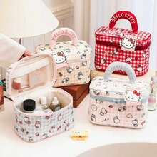 Hello Kitty 1pc Cartoon Print Large Capacity High-Quality Portable Travel Cosmetic Bag,Makeup Bag,Travel Essential - Multicolor - View 1