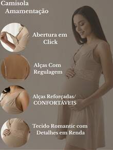 Nursing Nightgown With Lace Detail Postpartum Comfort Maternity. - Burgundy - View 6