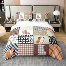 % Cotton Pink Dachshund Comforter Cover, Flower Floral Bedding Set, Kawaii Sausage Dog Duvet Cover, Lovely Puppy Quilt Cover, Soft Comfy, Dachshund Bedding - 白色 黑色 綠色 - 查看 11