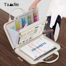 Organizador de archivos tipo acordeón ignífugo Tamfile con asa, carpeta expandible de 13 bolsillos con cremallera y etiquetas, carpeta con archivador de 3 anillos, organizador de papel con múltiples bolsillos para archivos tamaño carta A4 - ColorA - Ver 3