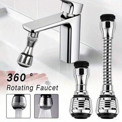 2pcs 360 Rotatable Faucet Extender Set - Adjustable Modes, High Pressure Extension, Splash-Proof Head For Kitchen And Bathroom