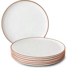 Mora Ceramic Dinner Plates Set Of 6, 10 Inch Dish Set - Microwave, Oven, And Dishwasher , Scratch Resistant, Modern Rustic Dinnerware- Kitchen Porcelain Serving Dishes - Vanilla White - 香草白 - 查看 2