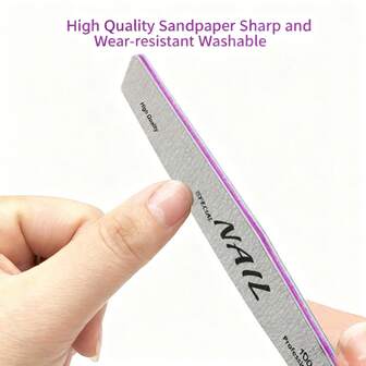 5件套高品质美甲师美甲护理工具：砂纸板、菱形橡胶板、指甲锉和修型抛光锉