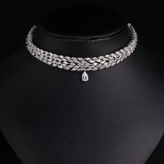 1 adet Gümüş/Kırmızı Kadın Pırlanta Kolye, Kadın Takıları, Kadınlar/Gelin/Nedime/Festival, Parti, Düğün, Ziyafet, Kadın Moda Takıları, Kolye, Hediye için uygundur