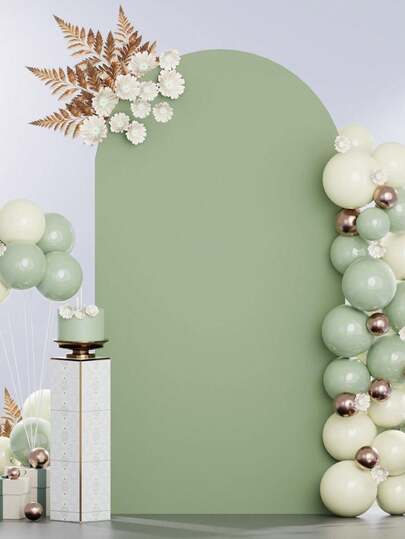 1件拱形鼠尾草绿弹力拱形背景幕布，3种尺寸可选，双面拱形框架幕布，适用于婚礼、生日派对、庆典装饰。