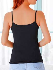 4 Piece Set Women's Solid Color Sleeveless Decorative Crew Neck Camisoles - Multicolor - View 9