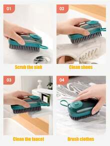 فرشاة تنظيف متعددة الوظائف مع موزع صابون مدمج، أداة تنظيف منزلية وملحق، تنظيف عميق يدوي للأرضيات والحمامات - بدون فوضى، بدون كهرباء مطلوبة، مقبض إرجونومي | أداة شاملة للسجاد والبلاط والفواصل، سهلة إعادة التعبئة، تنظيف عميق فعال - متعدد الألوان - مشاهدة 5