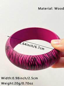 1 chiếc vòng tay nhựa sọc ngựa vằn Punk, thiết kế đa dạng với chất liệu gỗ, trang trí ngọc trai giả và đá giả, quà tặng trang sức tròn bất đối xứng thời trang cho phụ nữ - Nhiều màu - Xem 2